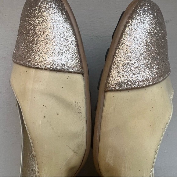 Jimmy Choo Tan Beige Ballet Flats with Sparkly Gold Toe Women EU 39.5 US 9 - 9.5 - Picture 4 of 14